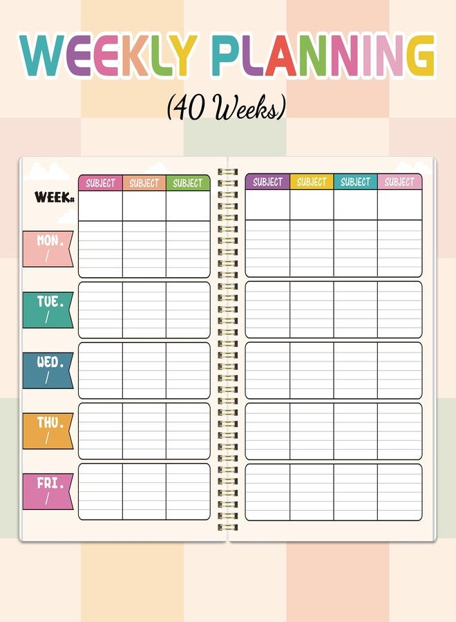 Lortarl Teacher Planner - Undated Teacher Planner, 8.5" x 11", Lesson Plan Book With Stickers, Class Schedule, Weekly Calendar, Great for School - Image 4