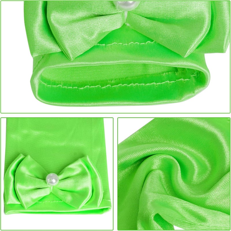 Yolyoo Girls Princess Gloves,Girl White Long Satin Princess Dress Up Diamonds Bows Gloves for Birthday,Wedding, Costume Party - Image 3