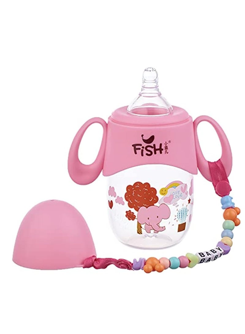 FISH Little Fish Handles & Chain Feeding Bottle, 300ml - Pink - Image 1