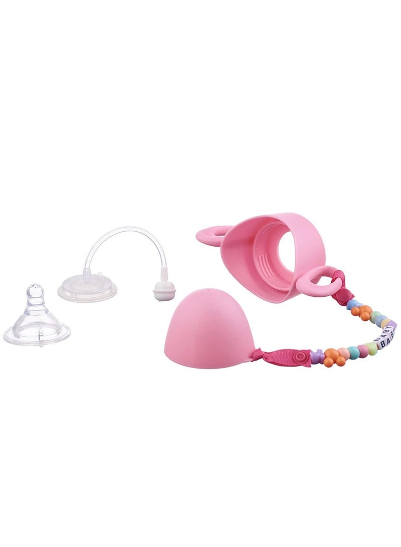 FISH Little Fish Handles & Chain Feeding Bottle, 300ml - Pink - Image 3