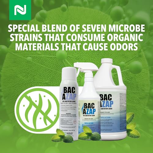 Nisus Bac-Azap Odor Eliminator, Ready-to-Use Bio-Sanitization Liquid, Neutralizes Organic Waste Odors, Safe for Plumbing, 1 Quart - Image 4