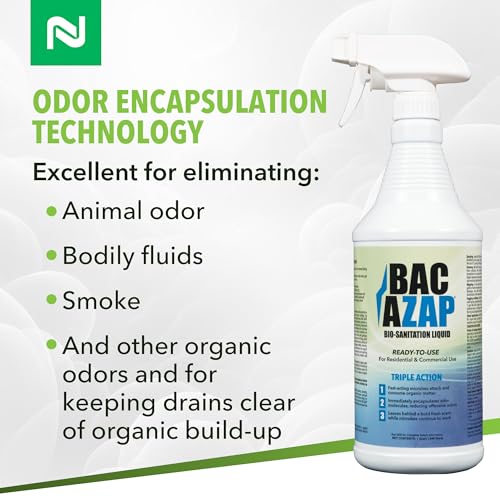 Nisus Bac-Azap Odor Eliminator, Ready-to-Use Bio-Sanitization Liquid, Neutralizes Organic Waste Odors, Safe for Plumbing, 1 Quart - Image 3