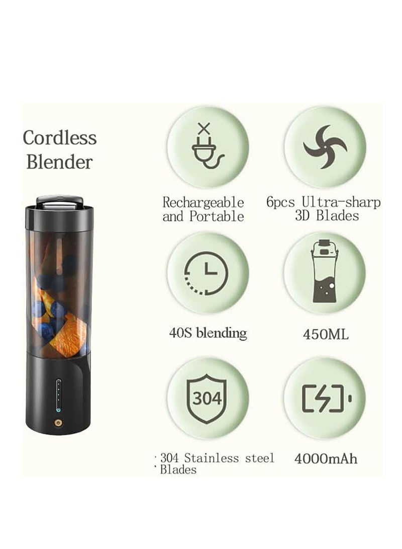 Flushrenic Portable Blender,Portable Mini Blender for Shakes and Smoothie,Cordless Blender, Personal Smoothie Blender,Durable Stainless Steel Blades for Powerful Blending Performance - Image 5