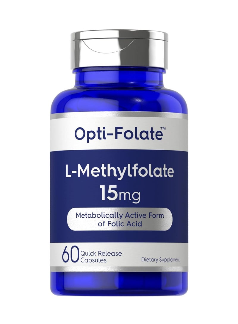 Opti-Folate L-Methylfolate 15 مجم (60 كبسولة) محسن ومنشط، غير معدّل وراثيًا، خالي من الغلوتين 5-MTHF - Image 1