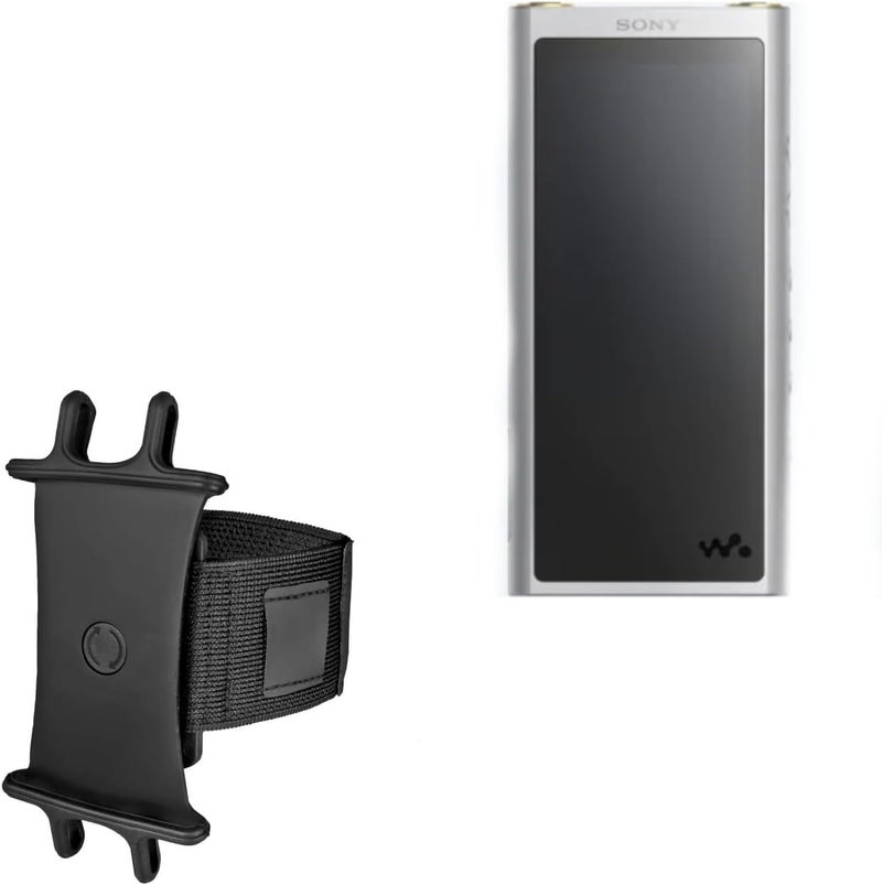 BoxWave Holster Compatible with Sony NW-ZX300 Walkman - ActiveStretch Sport Armband, Adjustable Armband for Workout and Running - Jet Black - Image 1