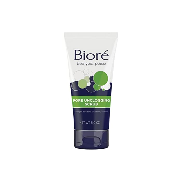 Bioré Pore Unclogging Scrub, Removes Excess Dirt and Oils, Face Scrub, with Salicylic Acid, Oil Free, (HSA/FSA Approved), 5 Ounces