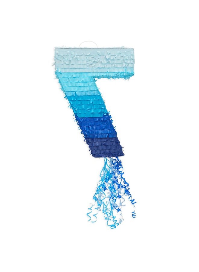 Blue Panda Number 7 Pull String Pinata for Boys 7th Birthday Party Decorations, Ombre (16.5 x 11.35 In) - Image 4