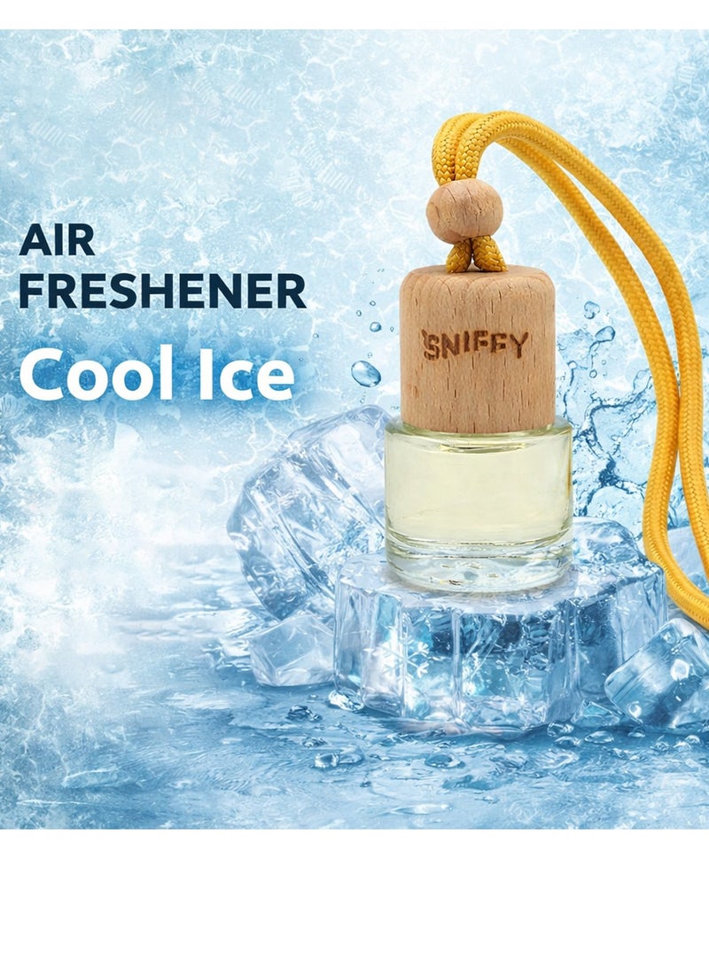 SNIFFY COOL ICE Car Air Freshener Hanging Diffuser – Natural Essential Oil Auto Air Freshener, Alcohol-Free Long Lasting Fresh Cool Ice Scent, Car Rear View Mirror Perfume Bottle for Auto, Home & Office - Image 4