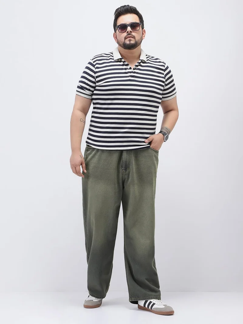 Urbano Fashion  Urbano Plus Men's Dark Grey Loose Baggy Fit Heavy Washed Jeans Non-Stretchable  | Best Price UAE