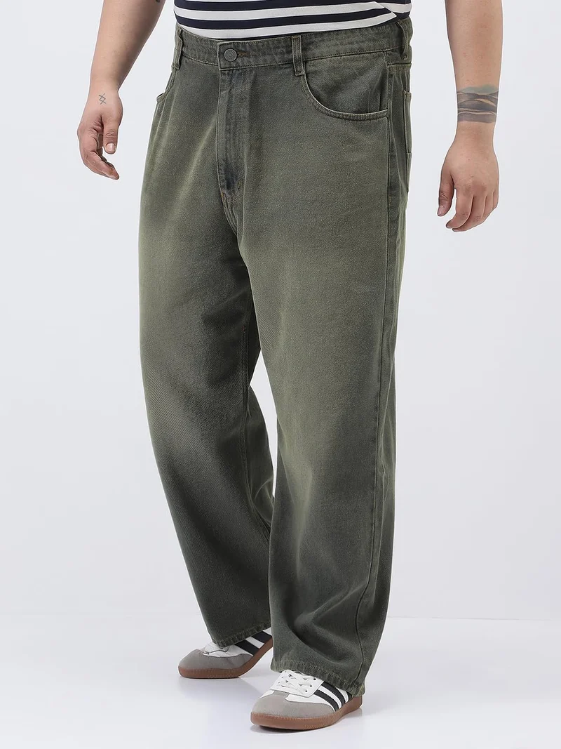 Urbano Fashion  Urbano Plus Men's Dark Grey Loose Baggy Fit Heavy Washed Jeans Non-Stretchable  | Best Price UAE
