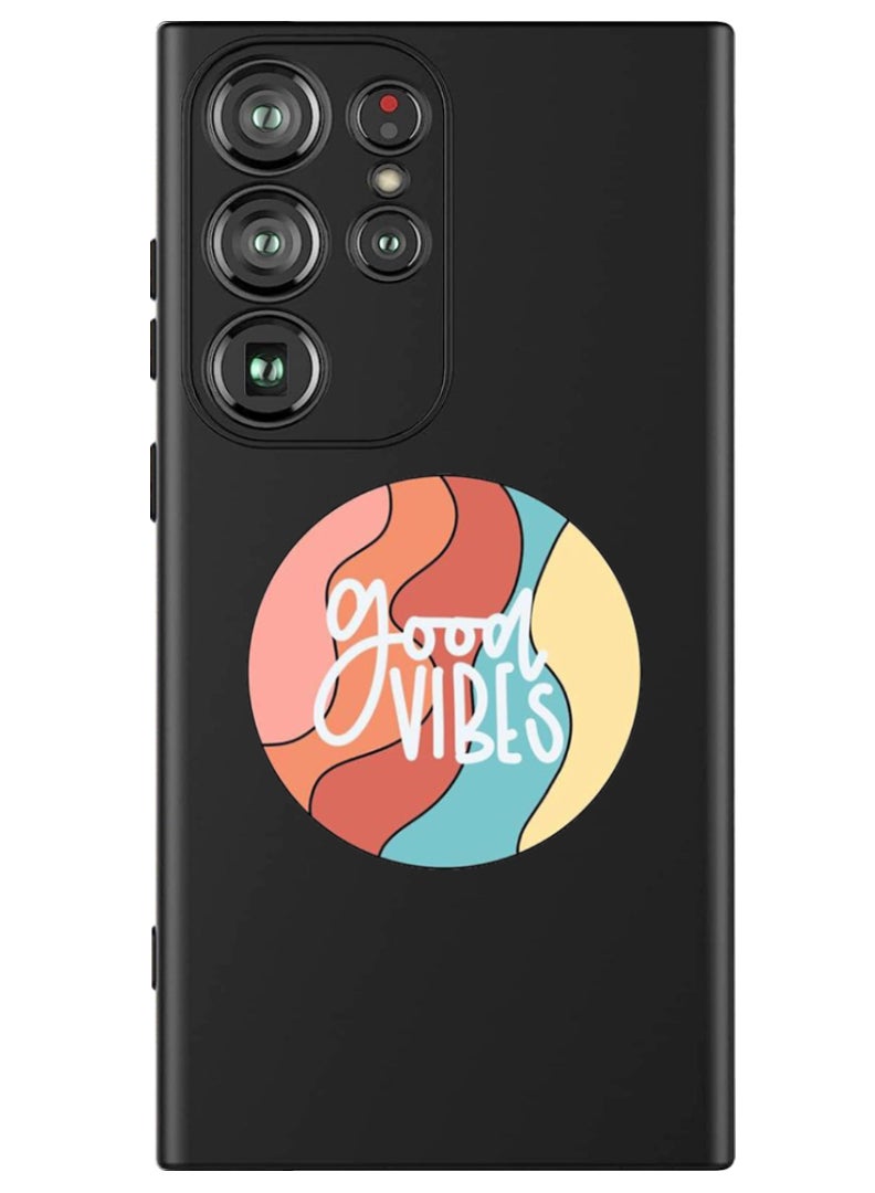 Theodor Protective Slim Fit Case Liquid Silicone Cover with Full Body Protection Anti-Scratch Shockproof Case For Samsung Galaxy S24 Ultra (Black) - Good vibes (2) - Image 1