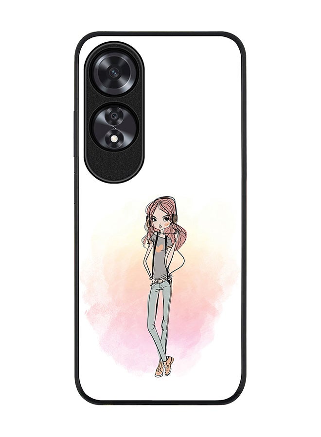 Stylizedd Rugged Black edge case for Oppo A60, Slim fit Soft Case Flexible Rubber Edges Anti Drop TPU Gel Thin Cover -  Girl Next Door - Image 1