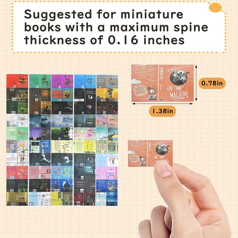 LUFEEMGA 200PCS Mini Book Cover Stickers for Anxiety Bookshelf, 1:12 Miniatures Front and Back Cover Stickers Scrapbook Dollhouse Decor, Fits for 0.16" DIY Crafts Mini Books - Image 2