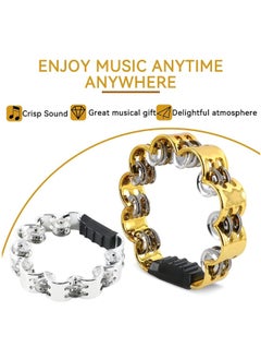 Generic Tambourine Metal Jingles Hand Held Percussion Hand Drum Double Row Metal Jingles Hand Bell Performance Level Handheld Percussion Flower Tambourine and Egg Shakers for Kids Adults KTV Party  - Image 4