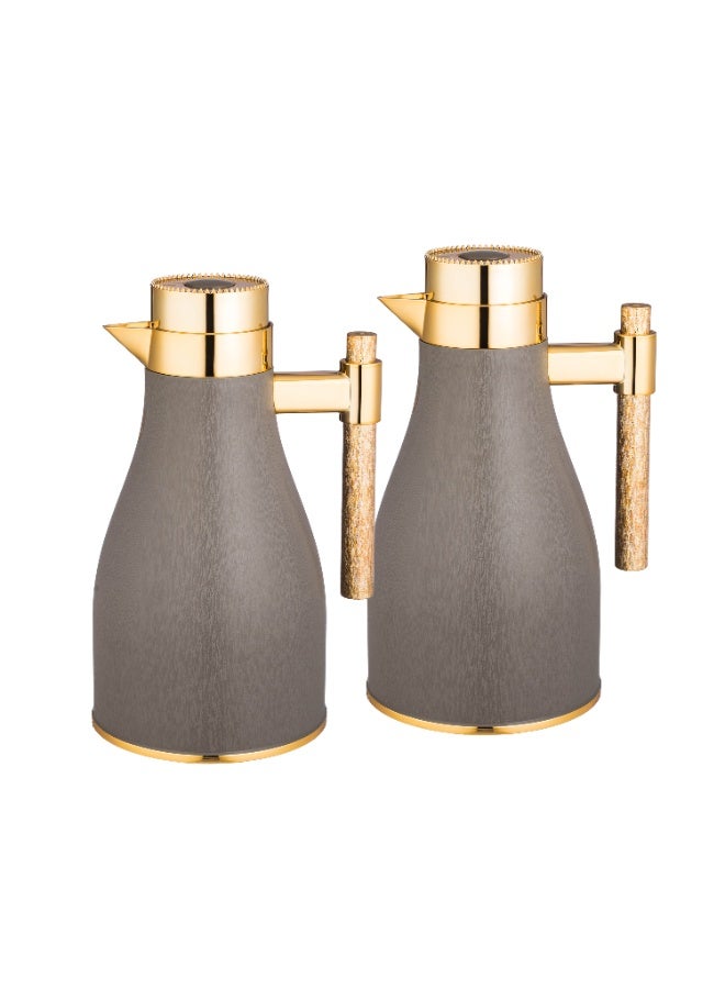 السيف  طقم ترامس أجوان من السيف مع لمسة فخامة و جمال من اللون رمادي/بني داكن مع لمسات ذهبية - Image 2