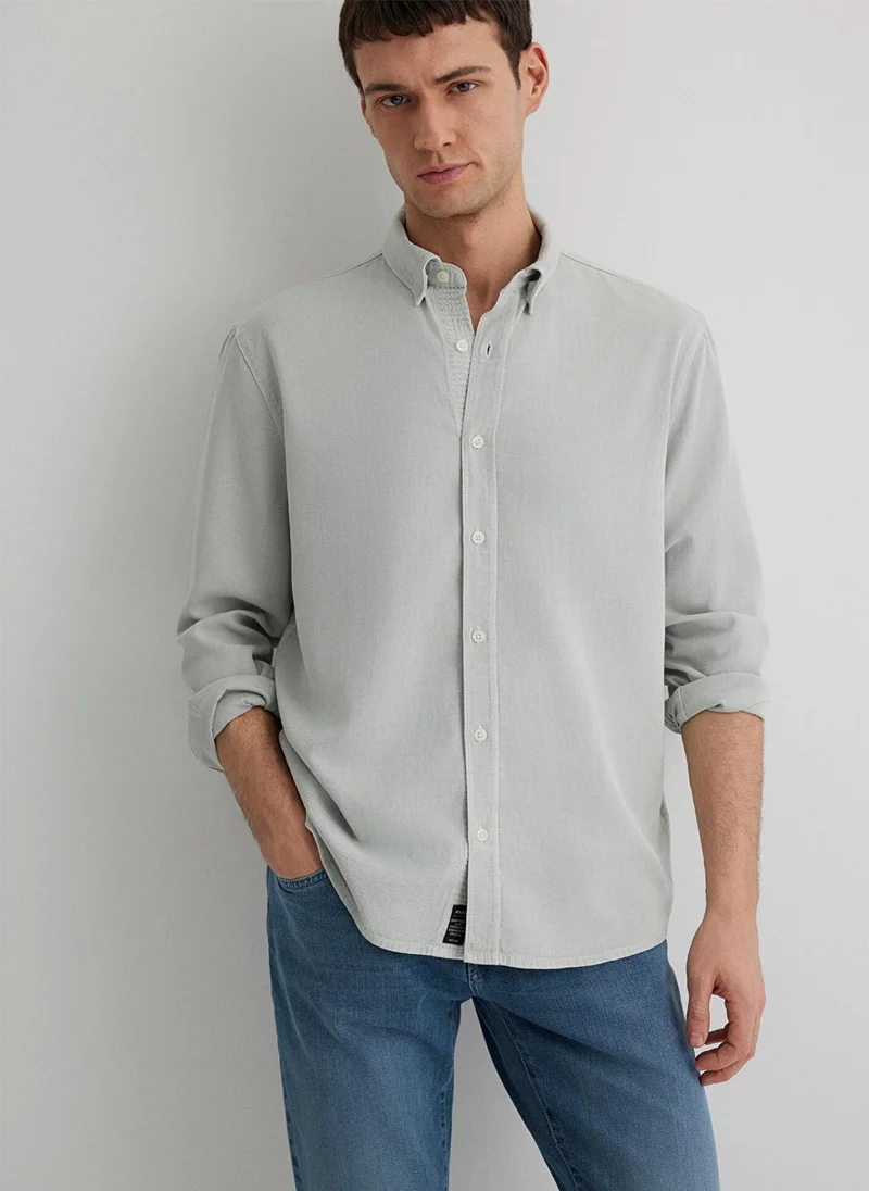 مافي Linen Mix Grey Shirt