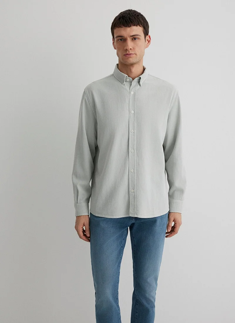 مافي Linen Mix Grey Shirt