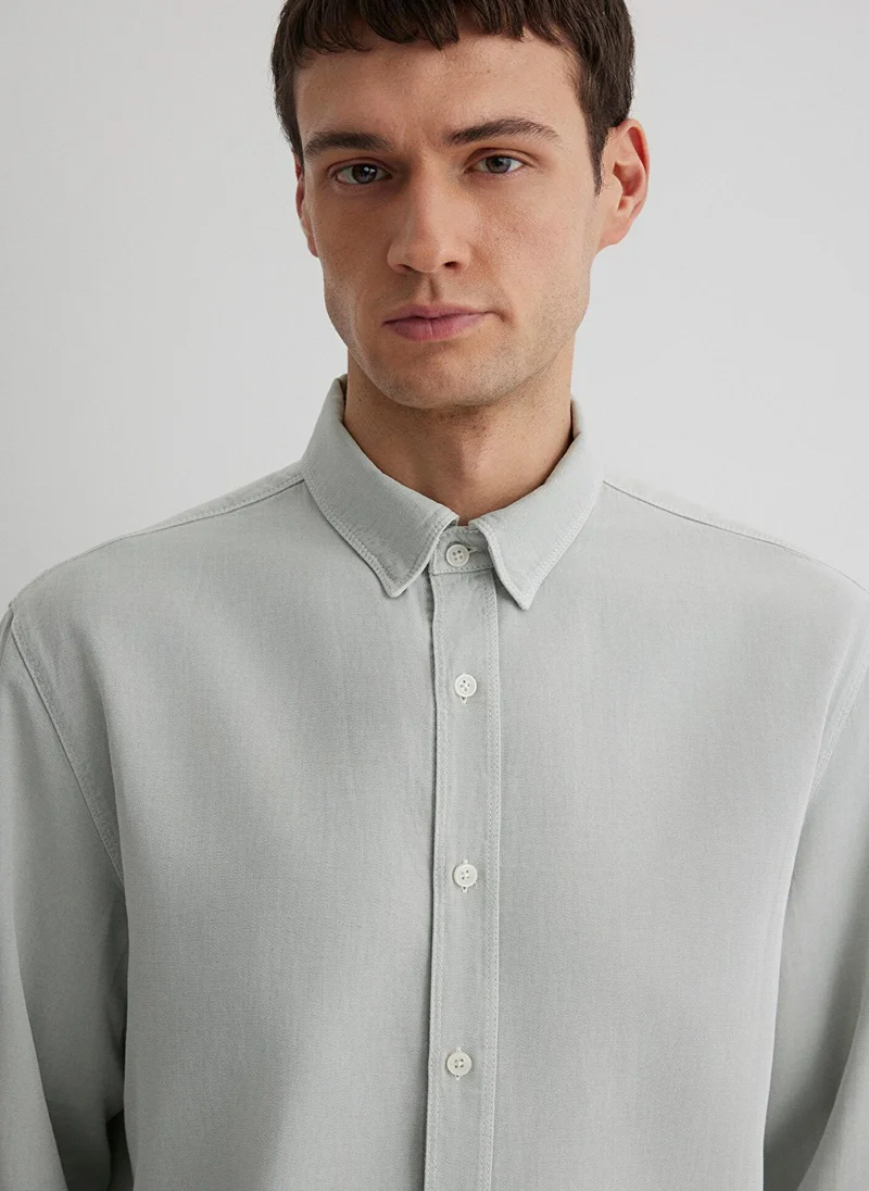 مافي Linen Mix Grey Shirt