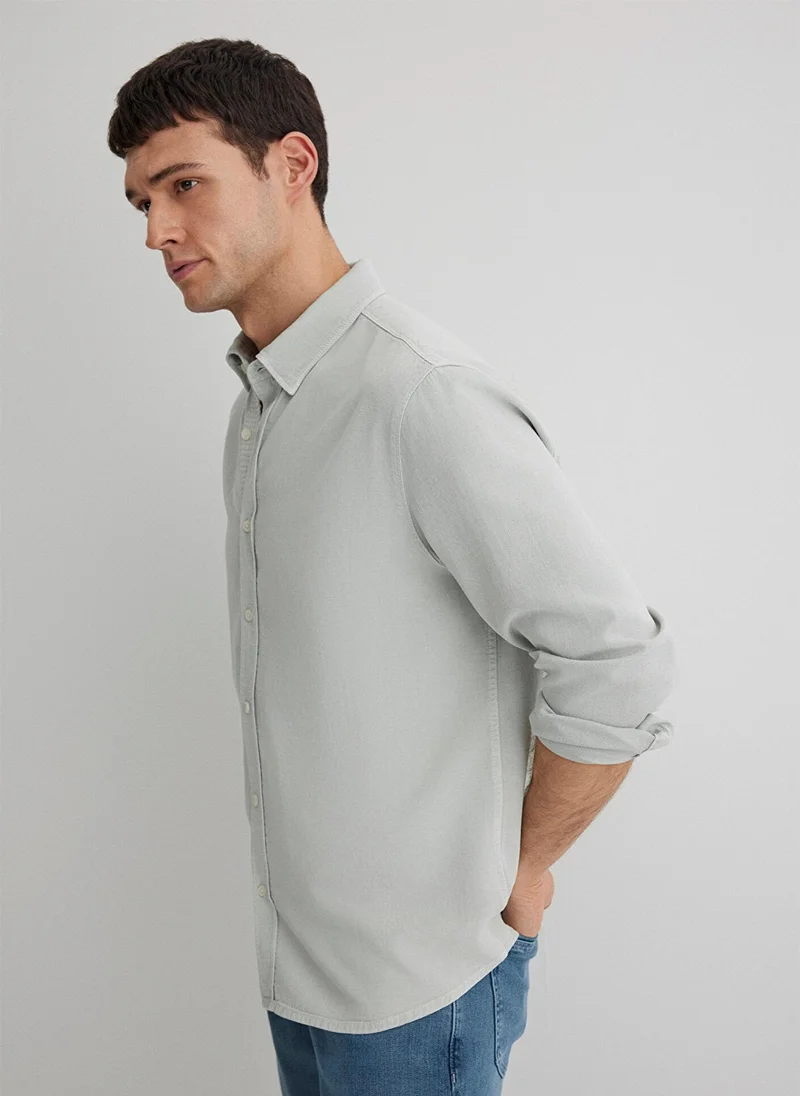 مافي Linen Mix Grey Shirt