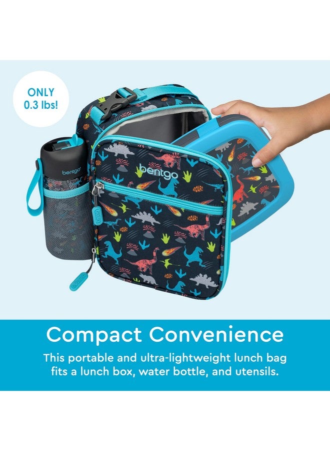 Bentgo حقيبة غداء معزولة للأطفال من بنتغو - مقاومة للماء، قابلة لإعادة الاستخدام، خفيفة الوزن ومتينة مع حاملة زجاجة ماء وجيب خارجي، تناسب صندوق الغداء وزجاجة الماء - مثالية للأعمار من 3 سنوات فما فوق (ديناصور) - Image 4