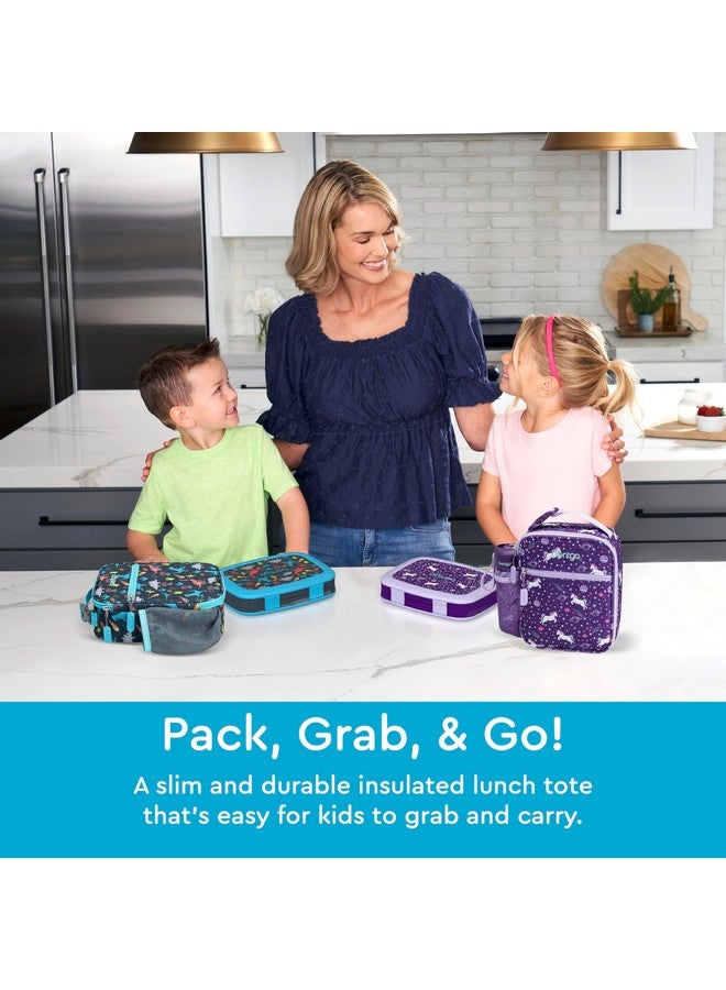 Bentgo حقيبة غداء معزولة للأطفال من بنتغو - مقاومة للماء، قابلة لإعادة الاستخدام، خفيفة الوزن ومتينة مع حاملة زجاجة ماء وجيب خارجي، تناسب صندوق الغداء وزجاجة الماء - مثالية للأعمار من 3 سنوات فما فوق (ديناصور) - Image 2