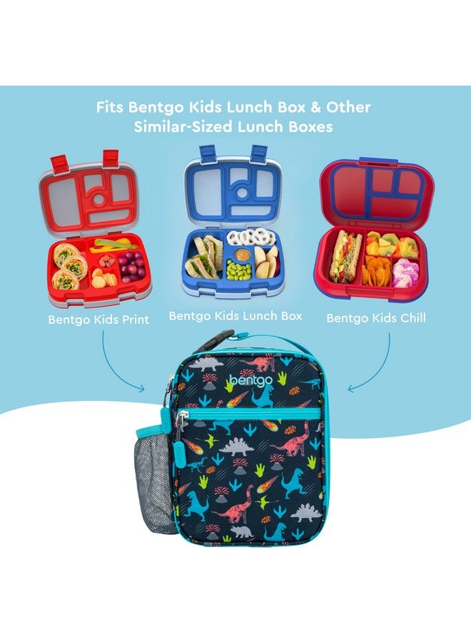 Bentgo حقيبة غداء معزولة للأطفال من بنتغو - مقاومة للماء، قابلة لإعادة الاستخدام، خفيفة الوزن ومتينة مع حاملة زجاجة ماء وجيب خارجي، تناسب صندوق الغداء وزجاجة الماء - مثالية للأعمار من 3 سنوات فما فوق (ديناصور) - Image 5