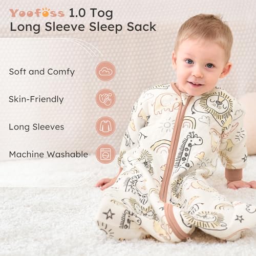 Yoofoss Baby Sleep Sack 612 Months 10 Tog Long Sleeve Sleep Sack Organic Cotton Wearable Blanket for Infants 2Way Zipper Quilted Sleeping SacksMedium - Image 3