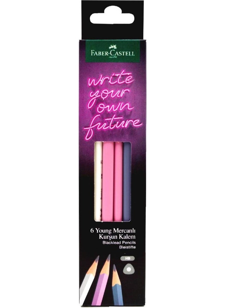Faber Castell Young Hb Triangular Coral Pencil Set of 6