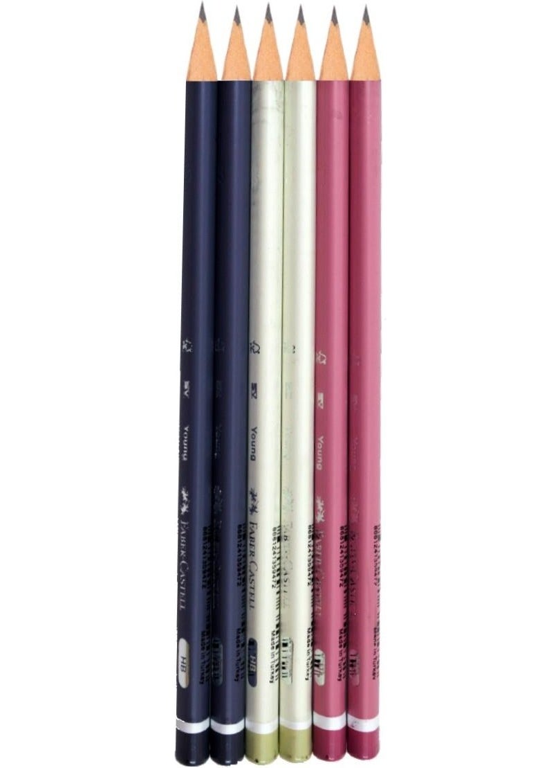 FABER-CASTELL - Faber Castell Young Hb Triangular Coral Pencil Set of 6 - Image 1