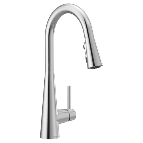 Moen Sleek Chrome Pulldown Kitchen Faucet Featuring Pull Down Sprayer with Power Boost, High Arc Modern Kitchen Faucet, One-Handle Easy Installation, 7864 - Image 1