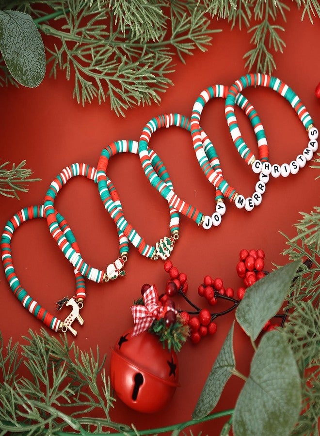 JSLOVFLO 6 PCS Christmas Bracelets Joy Merry Candy Style Stacks for Women Teens - Image 4