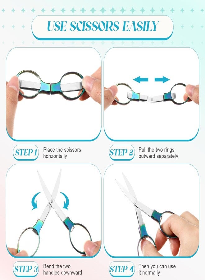 Lanties 12 Pcs Folding Stainless Steel Scissors with 12 Keychains Portable Mini Badge Safety Scissors for Nurse, Travel, Office, Craft, Sewing, Home, Outdoor(Colorful) - Image 4