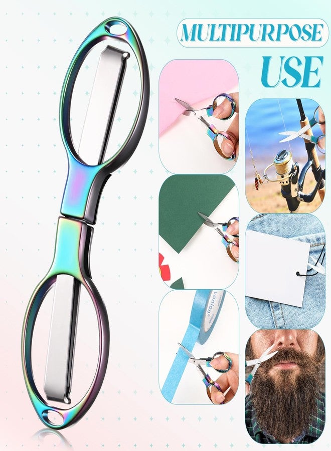 Lanties 12 Pcs Folding Stainless Steel Scissors with 12 Keychains Portable Mini Badge Safety Scissors for Nurse, Travel, Office, Craft, Sewing, Home, Outdoor(Colorful) - Image 5