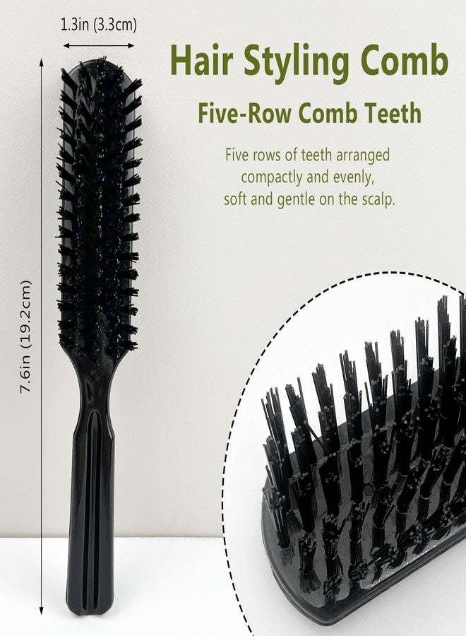 Brvlsoc 3-Pack Black Plastic Handle Hair Brushes with Nylon Bristles – Pocket-Size Comb Set for All Hair Types, Scalp-Friendly Styling Tools - Image 2