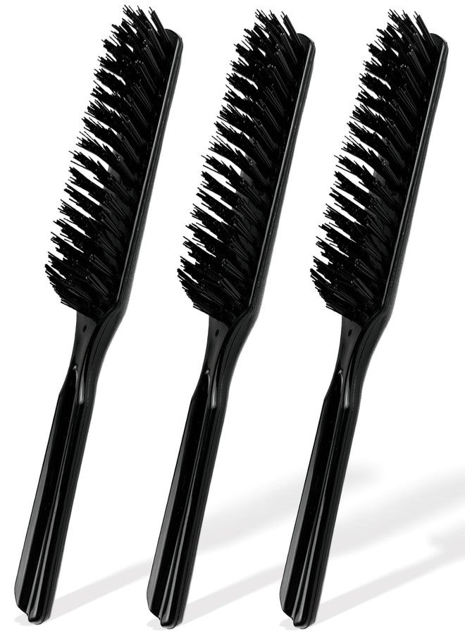 Brvlsoc 3-Pack Black Plastic Handle Hair Brushes with Nylon Bristles – Pocket-Size Comb Set for All Hair Types, Scalp-Friendly Styling Tools - Image 1