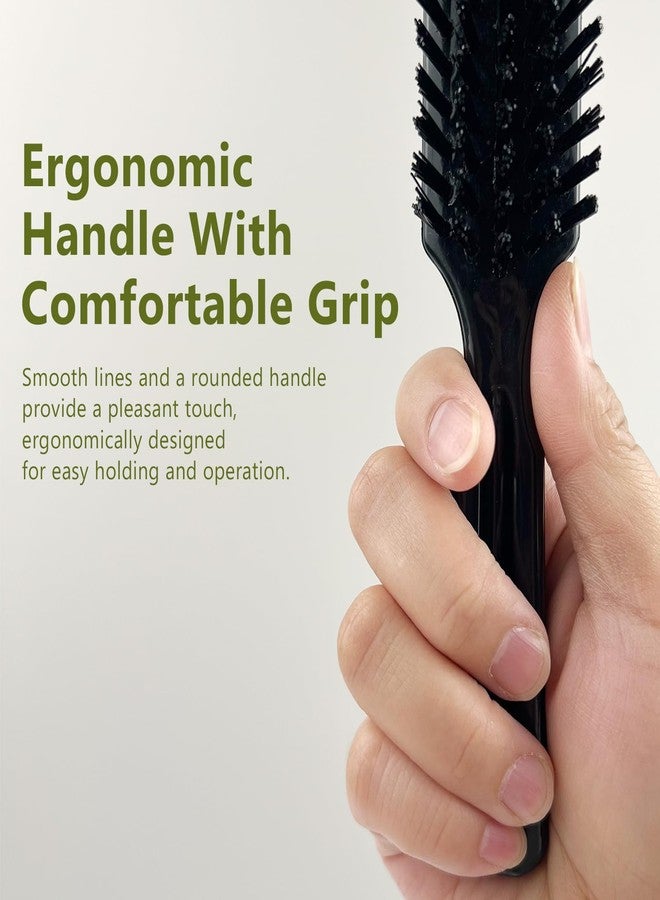 Brvlsoc 3-Pack Black Plastic Handle Hair Brushes with Nylon Bristles – Pocket-Size Comb Set for All Hair Types, Scalp-Friendly Styling Tools - Image 4