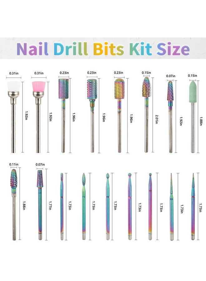 BQAN Nail Drill Bits 17Pcs Tungsten Carbide Drill Bit Set Professional 332'' Nail Bits For Nail Drill Efile Acrylic Nails Manicure Pedicure Home Salon Nail Art Supplies - Image 2
