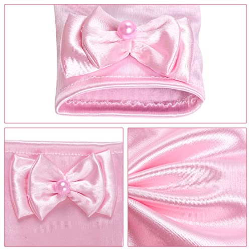 Yolyoo Girls Princess Gloves,Girl White Long Satin Princess Dress Up Diamonds Bows Gloves for Birthday,Wedding, Costume Party (Pink) - Image 3