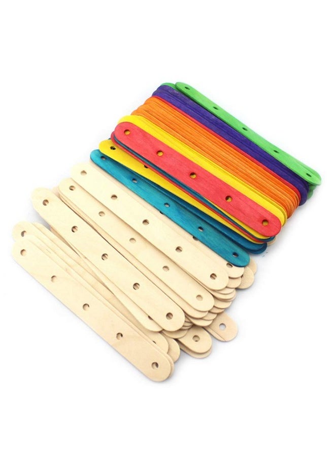 Healifty Wooden Lolly Sticks Craft Craft Sticks Ice Cream Sticks With Holes Natural Jumbo Colored Diy Crafts 50Pcs  - Image 1