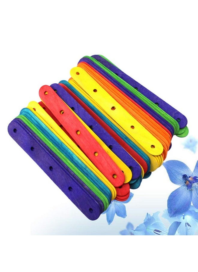 Healifty Wooden Lolly Sticks Craft Craft Sticks Ice Cream Sticks With Holes Natural Jumbo Colored Diy Crafts 50Pcs  - Image 2