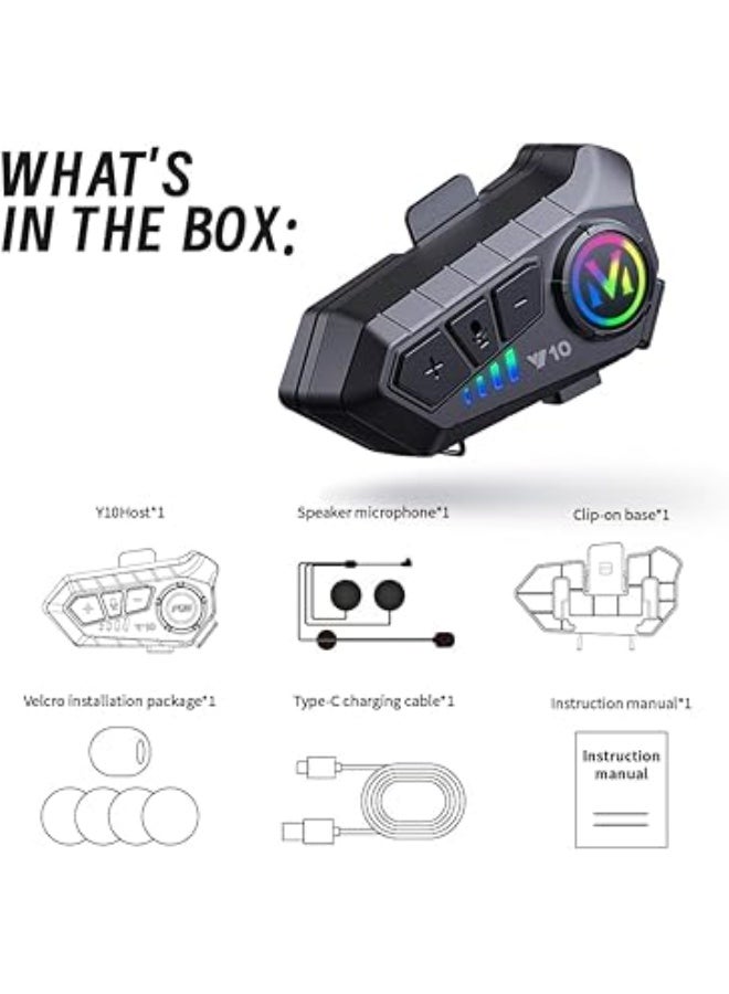 V10 Motorcycle Helmet Headset, , V5.3 Bluetooth Speakers with Music Sharing, Noise Cancellation Helmet Headphone with Strong Bass，IPX6 Waterproof Headphone - Image 5