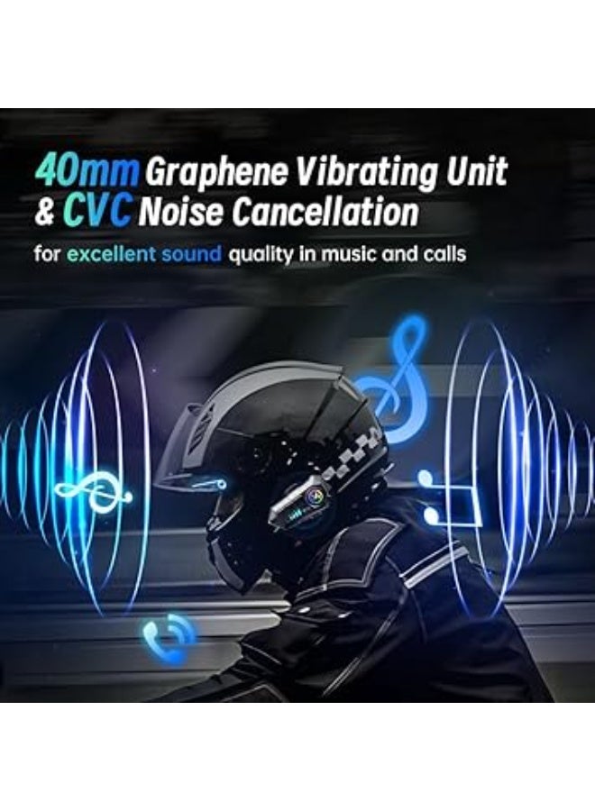 V10 Motorcycle Helmet Headset, , V5.3 Bluetooth Speakers with Music Sharing, Noise Cancellation Helmet Headphone with Strong Bass，IPX6 Waterproof Headphone - Image 4