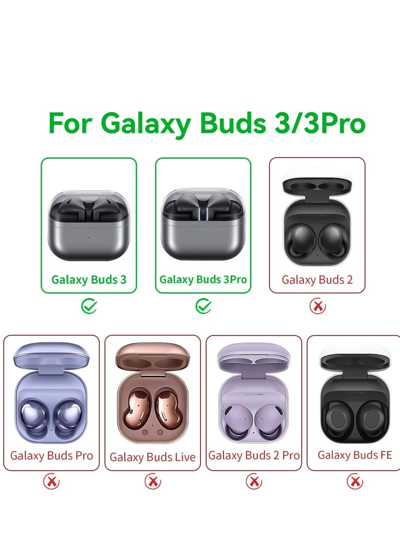 (4 in1) Silicone Case Compatible with Samsung Galaxy Buds3 Pro/Galaxy Buds3 with Keychain and Cleaning Kit (Black) - Image 2