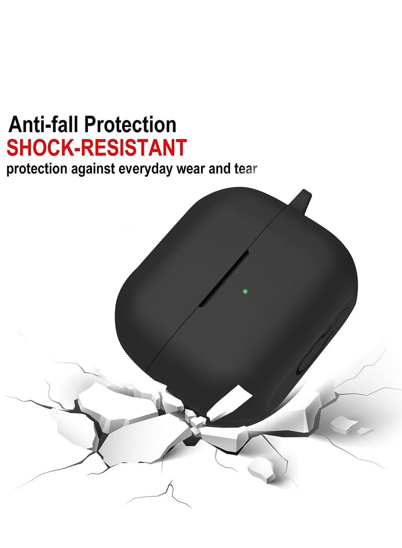 (4 in1) Silicone Case Compatible with Samsung Galaxy Buds3 Pro/Galaxy Buds3 with Keychain and Cleaning Kit (Black) - Image 5