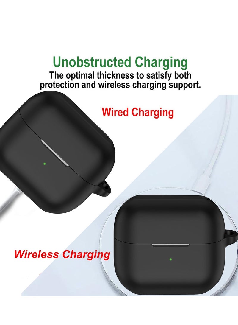 (4 in1) Silicone Case Compatible with Samsung Galaxy Buds3 Pro/Galaxy Buds3 with Keychain and Cleaning Kit (Black) - Image 3