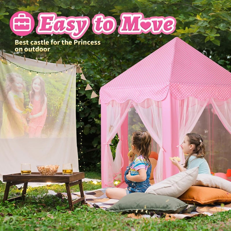 Monobeach Princess Castle Play Tent for Girls - Large 55'' x 53'' Playhouse with Star Lights for Indoor and Outdoor Play - Image 5