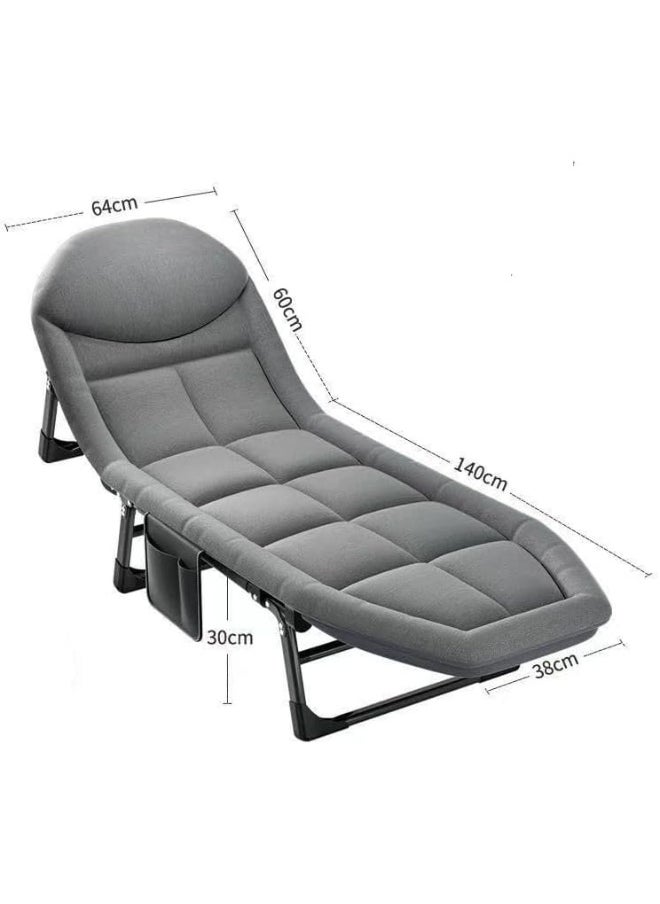 Generic Senior Folding Bed Single Bed Office Lounge Chair Lunch Bed Napping Folding Bed Accompanying Simple Portable Military Bed(200 * 64 * 32)-light gray  - Image 3