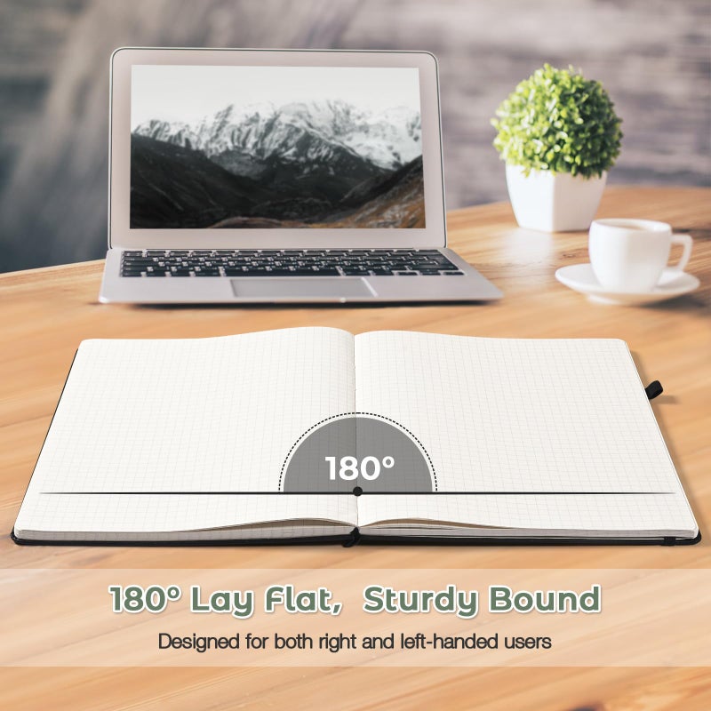 MaleDen Graph Paper Notebook, Hardcover Notebook 8.5 x 11, Grid Notebook Journal for Women, Men, Large Leather Journals for Writing, Thick Paper, A4 Notebooks for Work, School Supplies, Engineering Olive - Image 3