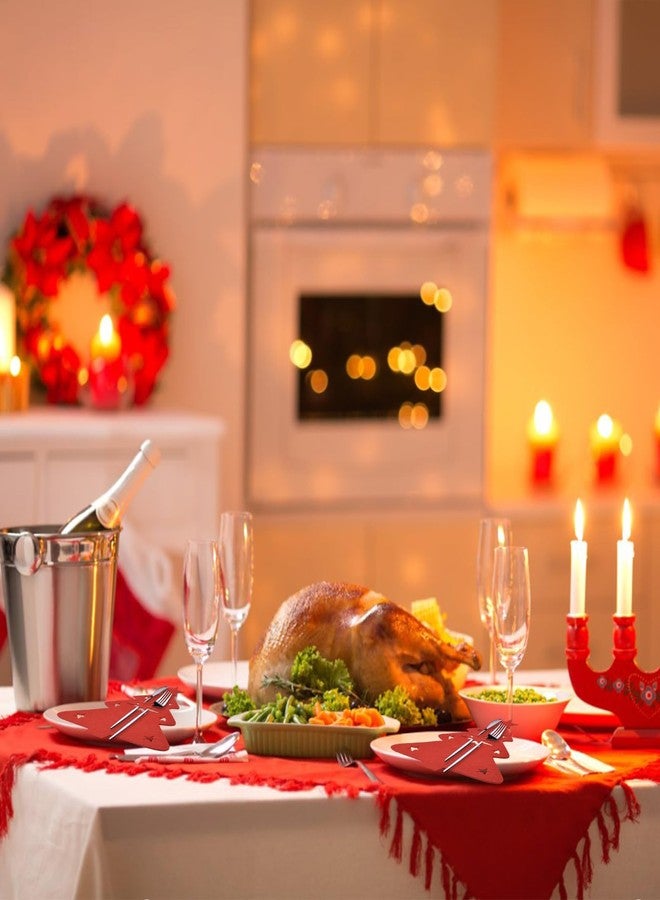 MOROBOR Christmas Cutlery Holder - 24pcs Silverware Bag, Red Utensil Wraps for Xmas Party Dinner Table Supplies - Image 4