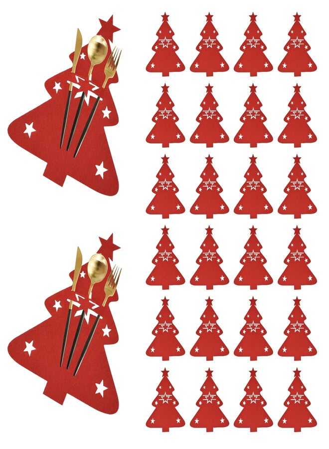 MOROBOR Christmas Cutlery Holder - 24pcs Silverware Bag, Red Utensil Wraps for Xmas Party Dinner Table Supplies - Image 1